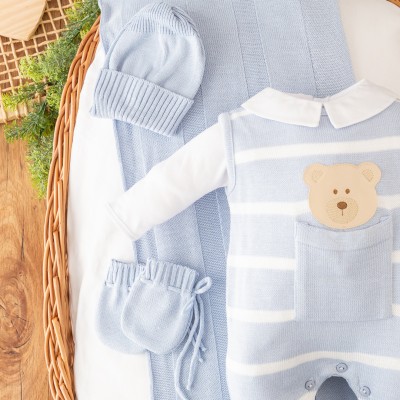  Saída de Maternidade Theodoro - Azul Bebê e Branco